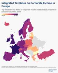 Integrated Tax Rates on Corporate Income in Europe (Choropleth map)