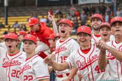Big Red baseball team watches in awe