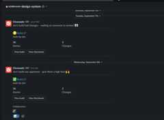 Screenshot of webhooks notifying tech team of updates to visual snapshot tests
