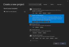 Screenshot of the "Create a new project" dialog in Visual Studio