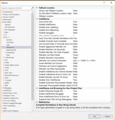 IntelliSense Advanced Settings