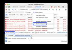 The Requests table shows only blocked requests.