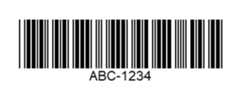 Ein Bild eines Code-39 Barcodes. Eine horizontale Verteilung von vertikalen schwarzen und weißen Linien