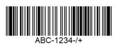 Ein Bild eines Code 93 Barcodes. Eine horizontale Verteilung von schwarzen und weißen horizontalen Linien