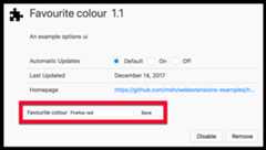 Example showing the options page content added in the favorite colors example.
