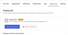 A screenshot depicting the Staging site tab in the WordPress.com sites overview.