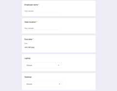 Screenshot of the equipment request form