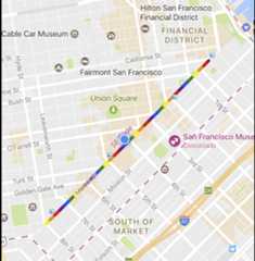 Map with a stamped polyline