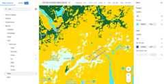Map showing water map features are aqua