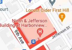 Close up of a hospital showing a transparent overlay of the Building map feature