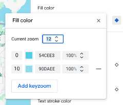 A menu that shows all the keyzoom styles and a selector for the current zoom level