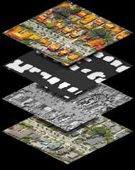 Rendering of 4 stacked rasters.