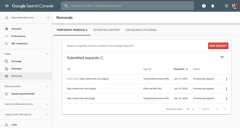 Temporary removals in Search Console