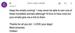 Colleen - email quote