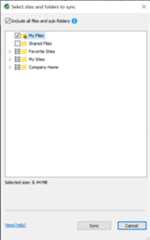 Initial sync selection screen