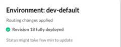 Deployment status Deployment status showing Revision 18 deployed 75% and revision 17 25%