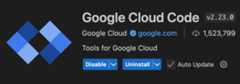 The Google Cloud Code extension in the VS Code console.
