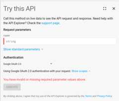 The APIs Explorer widget.