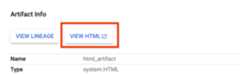 HTML artifact info in the console