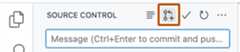 Screenshot of the top of the "Source Control" side bar. The pull request icon is highlighted with a dark orange outline.
