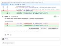 Screenshot of a code review left by Copilot.