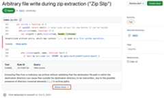 Screenshot showing the description for a code scanning alert. A link labeled "Show more" is highlighted with a dark orange outline.