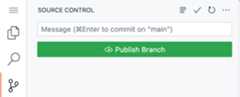 Screenshot of the "Source control" side bar showing the "Publish Branch" button.