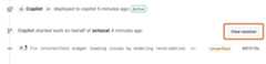 Screenshot of a section of a pull request with the 'View session' button highlighted.