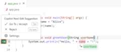 Screenshot of the gutter menu in Visual Studio Code. The arrow is outlined in dark orange.
