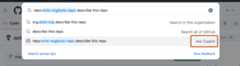 Screenshot of the main search box on GitHub. The drop-down option "Ask Copilot" is highlighted with an orange outline.