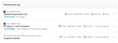 Screenshot of a list of three codespaces on the https://github.com/codespaces page.