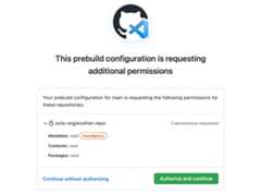 Screenshot of an authorization page for a prebuild configuration. Three permissions are listed in this request.