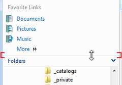 screen shot of narrow, almost invisible splitter