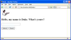 Screen capture of Duke's greeting, 