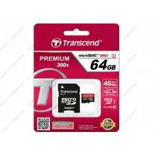 Карта памяти Transcend micro SDHC Card 64GB (60Mb/s. 400x), UHS-1, class 10