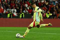 Morata, en el lanzamiento que falló en la tanda ante Portugal.