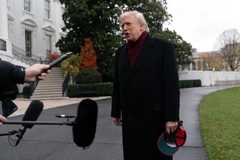 Donald Trump addressing the media.