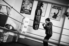 La boxeadora Míriam Gutiérrez, entrenando.