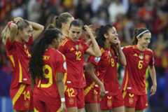La frustración de las jugadoras españolas, durante la tanda de penaltis.