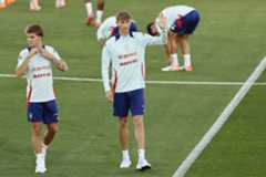 Huijsen, durante un entrenamiento de la selección.