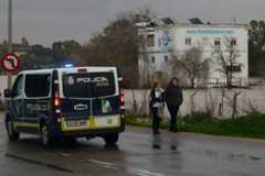 Vehículo móvil de la Policía Nacional en las inundaciones de Jerez de la Frontera (Cádiz)