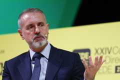 ZARAGOZA, 27/11/2025.- Marc  lt;HIT gt;Murtra lt;/HIT gt;, presidente ejecutivo de Telefónica, participa en el XXIV Congreso de Directivos de la Fundación CEDE (Confederación Española de Directivos y Ejecutivos), este jueves en Zaragoza. EFE/Javier Cebollada