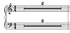 Multi-Measure Rest on Two Staff Groups