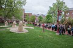 statue ceremony on DU campus