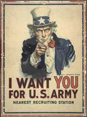I want you for U.S. Army, recruitment poster, 1917James Montgomery Flagg’s famous portrayal...