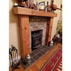 Pitch Pine Mantel and Uprights - 1c