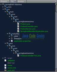 Fig 1: Project structure used for testing JSON responses in spring boot with MockMvc and JsonPath