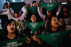 Protest against amendment to the Constitution that bans abortion in Brazil, in Sao Paulo