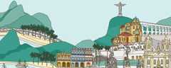 Ilustração estilizada da cidade do Rio de Janeiro.