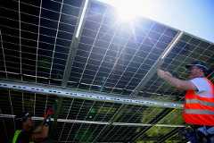 FILE PHOTO: Solar panel site under construction near the A44 highway between the cities of Bedburg and Juechen
